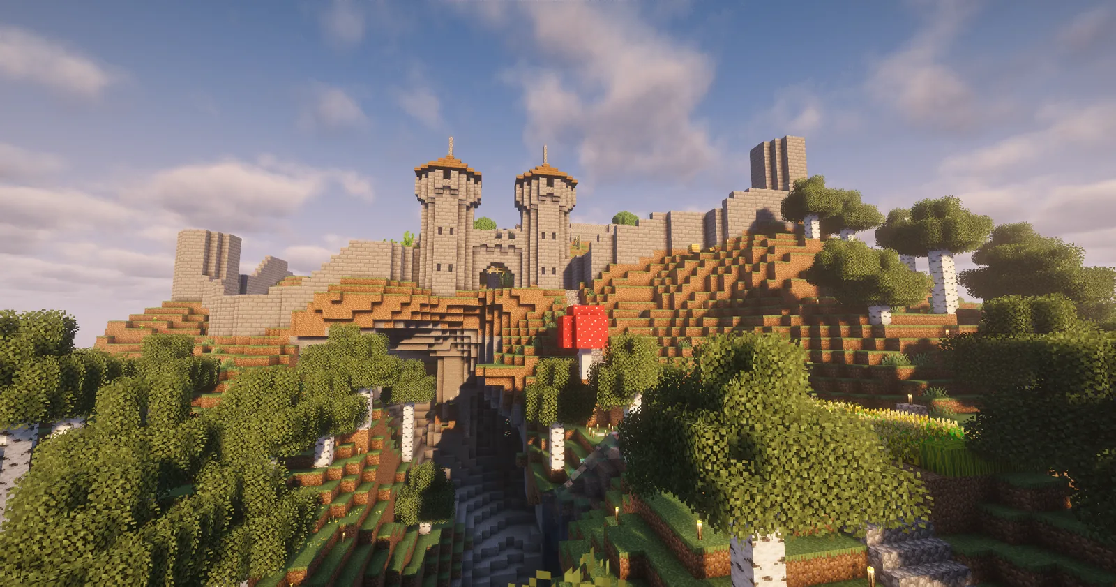 A castle gatehouse on a hillside